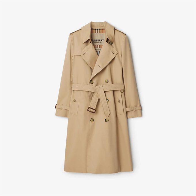 burberry kensington heritage long honey gabardine trench coat